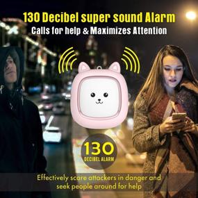 img 3 attached to Безопасная звуковая персональная сигнализация: 2 штуки 130 дБ громкого сирена песни Чрезвычайный самообороны безопасности брелок с светодиодным светом - синий / розовый