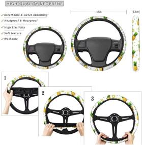 img 3 attached to 🌼 Premium 5-Piece Car Accessories Set | Stylish Daisy Design | Steering Wheel Cover, Coasters, Key Chain, Lip Balm Holster | Washable & Personalized Deco for Women | Universal Fit for Most Vehicles
