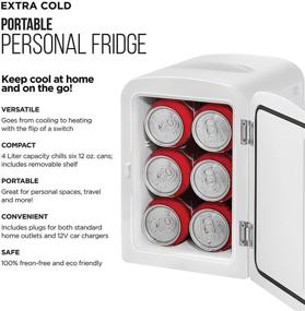 img 3 attached to 🌡️ Chefman Mini Portable Personal Fridge - Extra-Cold or Warm for Skin Care, Formula, Snacks - Compact Storage, Fits 6 12-oz Cans - Lightweight 4-Liter Capacity, White