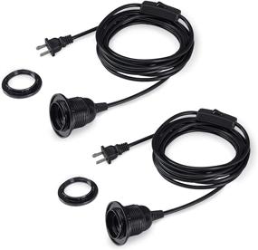 img 4 attached to 💡 HESSION 2-Pack 15ft Plug in Pendant Light: Black Extension Hanging Lantern Cord with On/Off Switch - E26 E27 Socket