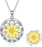 daisy necklace for women | spinning sterling silver 🌼 925 daisy flower pendant | engraved jewelry gift for teen girls logo