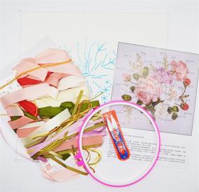 img 3 attached to 🎨 DIY Ribbon Embroidery Kit - Blooming Spring Flower 3D Painting - Wall Decor Stamp Needlework with Hoop (Frame Not Included) - X5002A