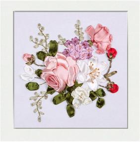 img 4 attached to 🎨 DIY Ribbon Embroidery Kit - Blooming Spring Flower 3D Painting - Wall Decor Stamp Needlework with Hoop (Frame Not Included) - X5002A