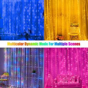 img 1 attached to 🌟 Enhance Your Décor with 16 Colors Changing Curtain Lights: 250 LED 9.8 X 8.8 Feet Glowing String Lights with Remote Control for Bedroom Christmas Valentine’s Day Decoration