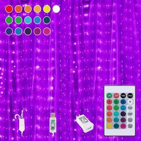 img 4 attached to 🌟 Enhance Your Décor with 16 Colors Changing Curtain Lights: 250 LED 9.8 X 8.8 Feet Glowing String Lights with Remote Control for Bedroom Christmas Valentine’s Day Decoration