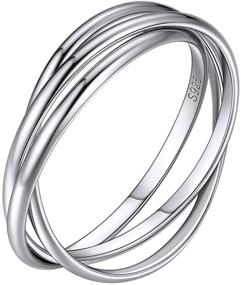 img 4 attached to 💍 ChicSilver Triple Interlocked Rolling Ring - 925 Sterling Silver, High Polish, Plain Dome Wedding Band. Comfort Fit for Men Women, Size 4-12. Comes with Gift Box.