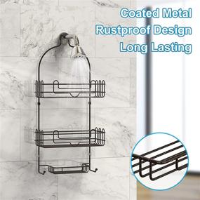 img 1 attached to Bextsrack Metal Hanging Shower Caddy - Bathroom Organizer Rack for Shampoo, Conditioner, Soap, Towels and More in Bronze