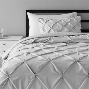 img 4 attached to 🛏️ Light Grey Twin/Twin XL Pinch Pleat Down-Alternative Comforter Bedding Set by Amazon Basics