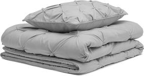 img 3 attached to 🛏️ Light Grey Twin/Twin XL Pinch Pleat Down-Alternative Comforter Bedding Set by Amazon Basics