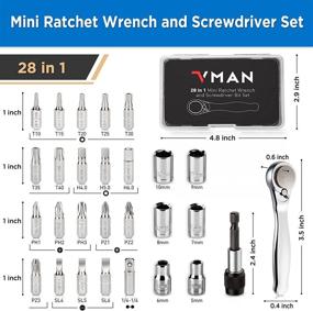 img 3 attached to 🔧 VMAN 28 PCS Mini Ratchet Wrench Tool Set: Screwdriver, Socket Wrench, and 72 Tooth Offset Ratchets for Home Repairing DIYers