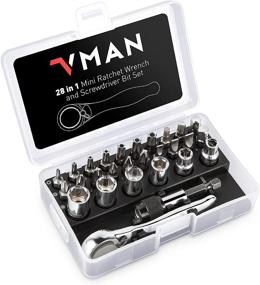 img 4 attached to 🔧 VMAN 28 PCS Mini Ratchet Wrench Tool Set: Screwdriver, Socket Wrench, and 72 Tooth Offset Ratchets for Home Repairing DIYers