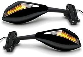 img 4 attached to 🔅 Black Universal Mirror with LED Turn Signal for Sport Bikes by Yana Shiki - MIR43B