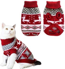 img 4 attached to 🐾 Vehomy Dog Christmas Sweaters - Winter Knitwear Xmas Clothes for Pet - Classic Warm Coats with Reindeer, Snowflake & Argyle Design - Perfect for Kitty, Puppy, and Cat