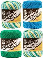 🧶 lily sugar 'n cream limited edition 100% cotton yarn bulk pack (coordinated 4-pack) - mod ombre x 2, hot blue, mod green logo