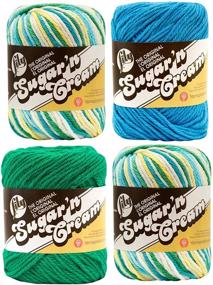 img 1 attached to 🧶 Lily Sugar 'n Cream Limited Edition 100% Cotton Yarn Bulk Pack (Coordinated 4-Pack) - Mod Ombre x 2, Hot Blue, Mod Green