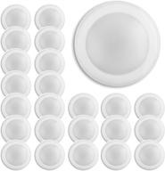 🔆 24 pack of 7.5" flush mount dimmable led disk light - 15w (120w equivalent) - 120v - 4000k natural white - white trim - etl listed - wet location suitable - 4/6" j-box логотип