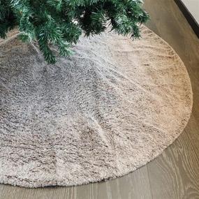 img 4 attached to Luxury Christmas Tree Skirt: 48 Inch Faux Fur Plush Mat for Xmas Holiday Decoration, Grayish Brown - Juegoal