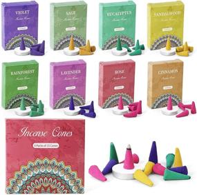 img 4 attached to 🎁 SCENTORINI Incense Cones Gift Set with Holder - Assorted Scented Incense Variety Pack, 120 Cones (Rose, Sage, Lavender, Violet, Cinnamon, Eucalyptus, Sandalwood, Rain Forest)