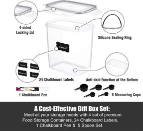 img 2 attached to ME.FAN Food Storage Containers - 6 Set Airtight Containers with Measuring Cups & Labels for Sugar, Flour, Baking Supplies (Black)