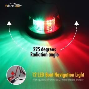 img 1 attached to ⛵ Partsam Boat Marine LED Navigation Lights: 12 LED, Red and Green Front Light for Small Boat, Pontoon Yacht, and Skeeter