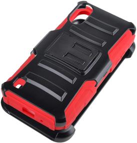 img 3 attached to CELZEN - For Samsung Galaxy A01 SM-A015 - Hybrid Phone Case W/Stand/Belt Clip Holster - CV1 Red