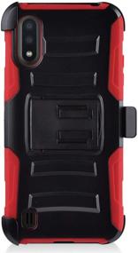 img 1 attached to CELZEN - For Samsung Galaxy A01 SM-A015 - Hybrid Phone Case W/Stand/Belt Clip Holster - CV1 Red