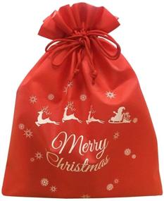 img 3 attached to 🎅 Large Size Christmas Candy Bag for Kids - 10pcs, Merry Christmas Wrapping Drawstring Bag for Festival Party Use - Louise Maelys