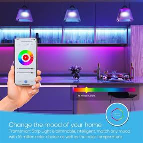 img 1 attached to 🔌 Умные светодиодные полосы с Wi-Fi и совместимость с Alexa и Google Assistant, управление приложением и голосом, 16 миллионов изменяемых цветов, синхронизация с музыкой, декорация интерьера для спальни, ТВ, кухни, бара.
