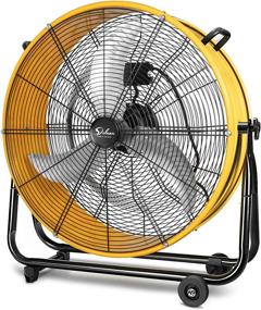 img 4 attached to Yellow Heavy Duty Metal Drum Fan - Simple Deluxe 3 Speed Circulation for Industrial, Commercial, Residential, and Shop Use, 24 Inch High Velocity Air Movement