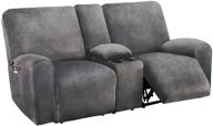 ulticor velvet stretch reclining loveseat slipcover with middle console, 8-piece loveseat recliner sofa covers, 2-seat loveseat reclining cover, thick & soft, washable, dark grey loveseat slipcovers logo