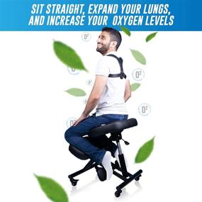 img 3 attached to 🪑 MediChair Kneeling Office Chair – Cross Legged Posture Seat – Ergonomic and Comfortable Chair – Enhanced Mobility with Side, Back, and Front Wheel Movement – Alleviate Pain and Enhance Posture – Includes Posture Corrector