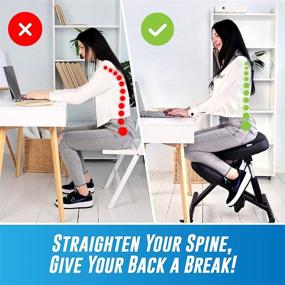 img 2 attached to 🪑 MediChair Kneeling Office Chair – Cross Legged Posture Seat – Ergonomic and Comfortable Chair – Enhanced Mobility with Side, Back, and Front Wheel Movement – Alleviate Pain and Enhance Posture – Includes Posture Corrector