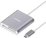 unitek usb c sd card reader - 3-slot usb 3.0 type-c flash memory card reader for usb c devices, compatible with sandisk & lexar professional compactflash cards - grey logo