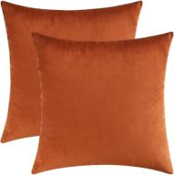 🧡 feverqiyi 20x20 velvet pillow covers - set of 2 orange decorative square throw pillowcases - soft solid cushion covers for bedroom, living room, outdoor & indoor decoration логотип