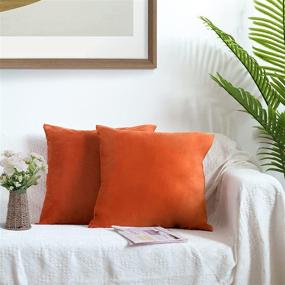 img 3 attached to 🧡 FEVERQIYI 20x20 Velvet Pillow Covers - Set of 2 Orange Decorative Square Throw Pillowcases - Soft Solid Cushion Covers for Bedroom, Living Room, Outdoor & Indoor Decoration