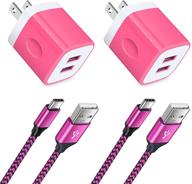 usb wall plug with charger cord type c compatible with lg k92 5g k62 k52 k42 q52 v30 v20 k51 stylo 5 moto g stylus e7 power g7 g6 z4 samsung google pixel, pink phone charger + 3ft 6ft usb type c cable for enhanced seo logo