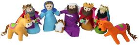 img 4 attached to 🎄 6-Inch Tall Fabric Christmas Nativity Set: Includes Wise Men & Animals - 8-Piece Set