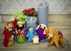 img 1 attached to 🎄 6-Inch Tall Fabric Christmas Nativity Set: Includes Wise Men & Animals - 8-Piece Set