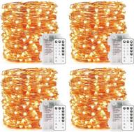 🌟 yoeen 4 pack 33ft 100 led fairy lights: remote control, timer, waterproof - ideal for bedroom, garden party, wedding, christmas decor, warm white логотип