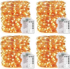 img 4 attached to 🌟 YOEEN 4 Pack 33Ft 100 LED Fairy Lights: Remote Control, Timer, Waterproof - Ideal for Bedroom, Garden Party, Wedding, Christmas Decor, Warm White