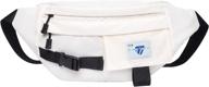 👜 large waist pack crossbody phone bag for men and women with 4 pockets - ideal for sports, festivals, workouts, travel, running - casual hands-free wallet - carrying all phones (white) logo