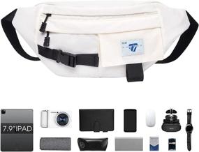 img 3 attached to 👜 Large Waist Pack Crossbody Phone Bag for Men and Women with 4 Pockets - Ideal for Sports, Festivals, Workouts, Travel, Running - Casual Hands-Free Wallet - Carrying All Phones (White)