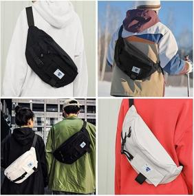 img 1 attached to 👜 Large Waist Pack Crossbody Phone Bag for Men and Women with 4 Pockets - Ideal for Sports, Festivals, Workouts, Travel, Running - Casual Hands-Free Wallet - Carrying All Phones (White)