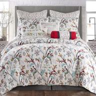 🎄 levtex home holly quilt set - full/queen - christmas trees - teal/red/green/white - reversible cotton - includes 1 quilt (88x92in.) & 2 pillow shams (26x20in.) logo