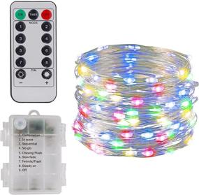 img 4 attached to 🎄 33ft 100 LED Battery Operated Twinkle Star Christmas Fairy Lights – Waterproof Silver Wire String Light, Remote Control & 8 Modes – Ideal Indoor/Outdoor Xmas Tree Wedding Party Decorations – Multicolor, 1 Pack