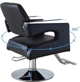 img 2 attached to 💇 Professional Hair Styling Salon Barber Chair: Heavy-Duty, Hydraulic, and Adjustable Beauty Equipment with Foot Rest and Rotated Square Cushion – Black (FOHGFNT)