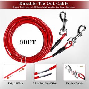 img 3 attached to 🐕 360° Swivel Dog Runner/Lead for Yard: Rust-Proof Dog Stake Leash with 30ft Cable for Medium & Large Dogs - Heavy-Duty and Durable Lead Line for Garden, Camping, and Outside Activities