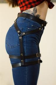 img 2 attached to 🔪 Keland Harajuku Thigh Holster Garter Punk Leather Harness Belt - Adjustable Design