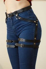 img 1 attached to 🔪 Keland Harajuku Thigh Holster Garter Punk Leather Harness Belt - Adjustable Design