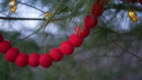 img 1 attached to Orchid & Ivy 7 Foot Red Wool Felt Ball Pom Pom Garland: Vintage Christmas Tree Decor, Holiday Party, Wall Decoration, Crafts, Kids Room